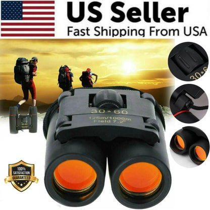 30x60, Compact, Binoculars, Folding, Zoom, Day & Night, Outdoor Travel.