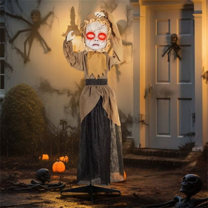 5.2ft Animated Halloween Doll Decoration – Spooky Doll with Glowing Red Eyes, Sound & Motion Activated by Touch or Noise