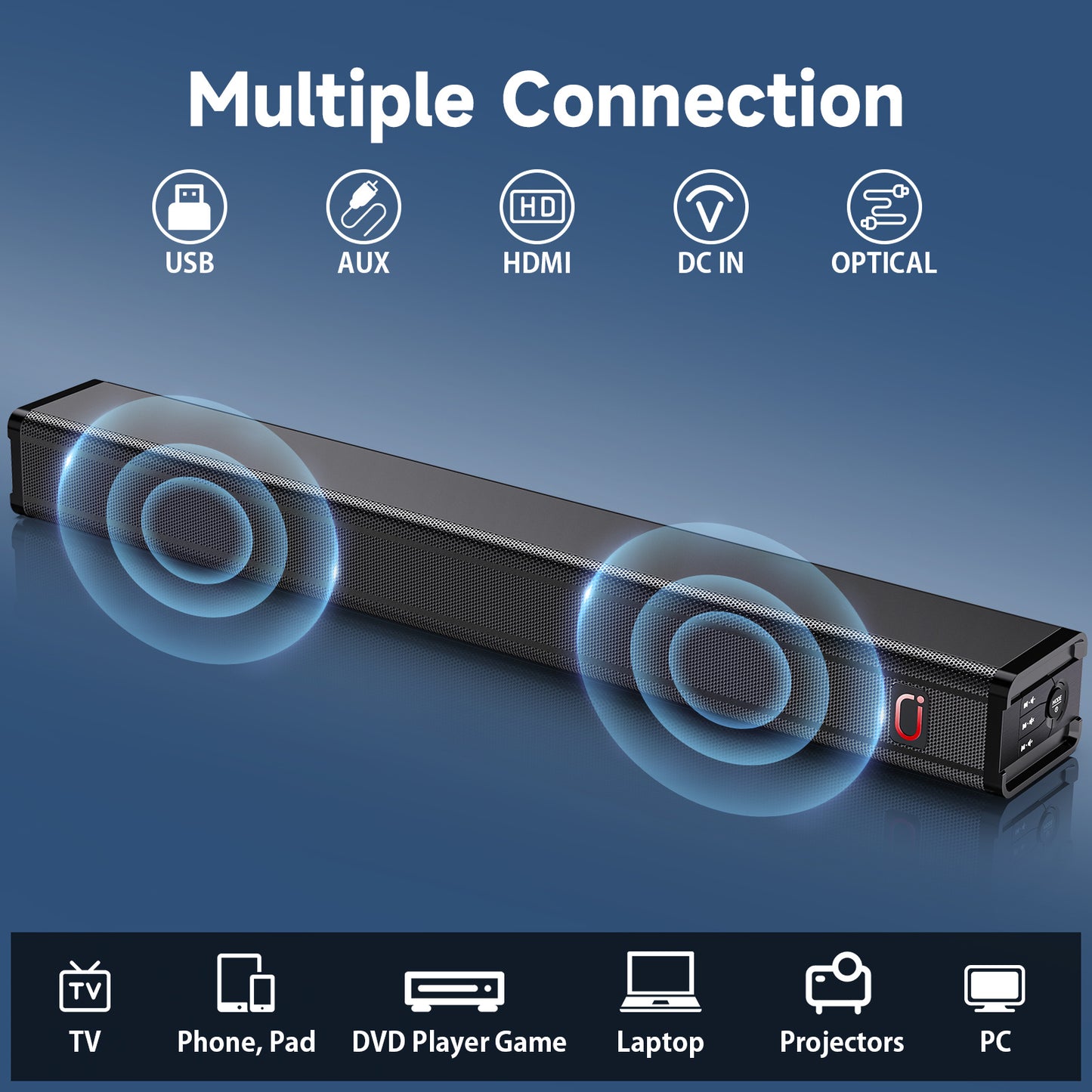 JYX H7 31.5" Soundbar with Subwoofer | 3D Surround Sound for TV | Wall-Mountable Home Theater Speaker