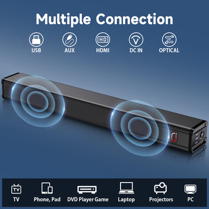 JYX H7 31.5" Soundbar with Subwoofer | 3D Surround Sound for TV | Wall-Mountable Home Theater Speaker