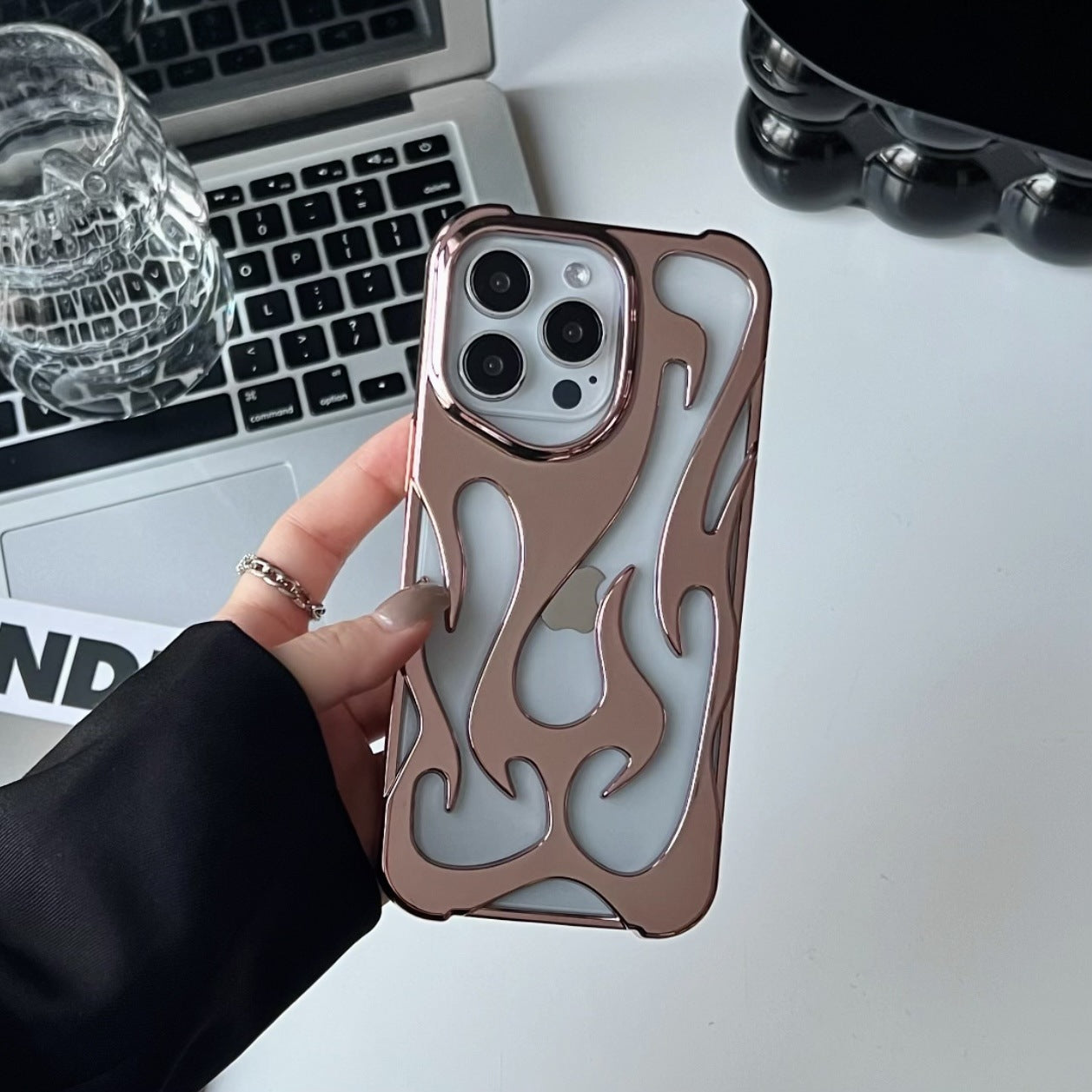 Flame Pattern Electroplated Heat-Dissipation Soft Case – Stylish Shockproof TPU Cover for iPhone Models