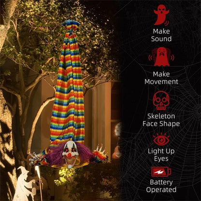 Hanging Clown with LED Eyes, Sound & Motion Activated - Halloween Decoration