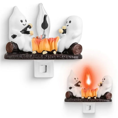 2-Pack Ghostly Bonfire Flame Lights – Halloween Flashing Night Lights for Indoor Decoration