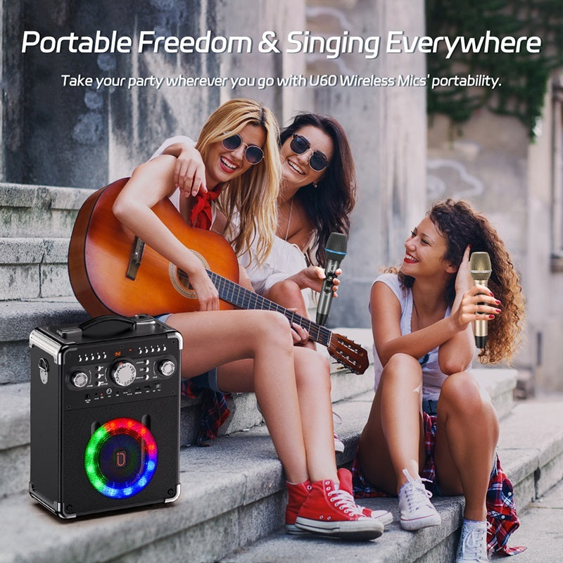 JYX U60 Wireless Microphone System – Dual UHF Metal Dynamic Mics for Karaoke, Singing & Events