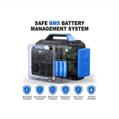 296Wh 80,000mAh Portable Lithium Battery Generator – Solar Power for Camping, RV & Home Backup