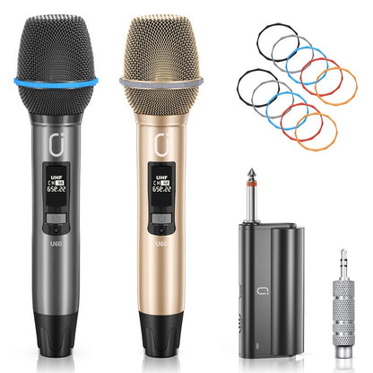 JYX U60 Wireless Microphone System – Dual UHF Metal Dynamic Mics for Karaoke, Singing & Events
