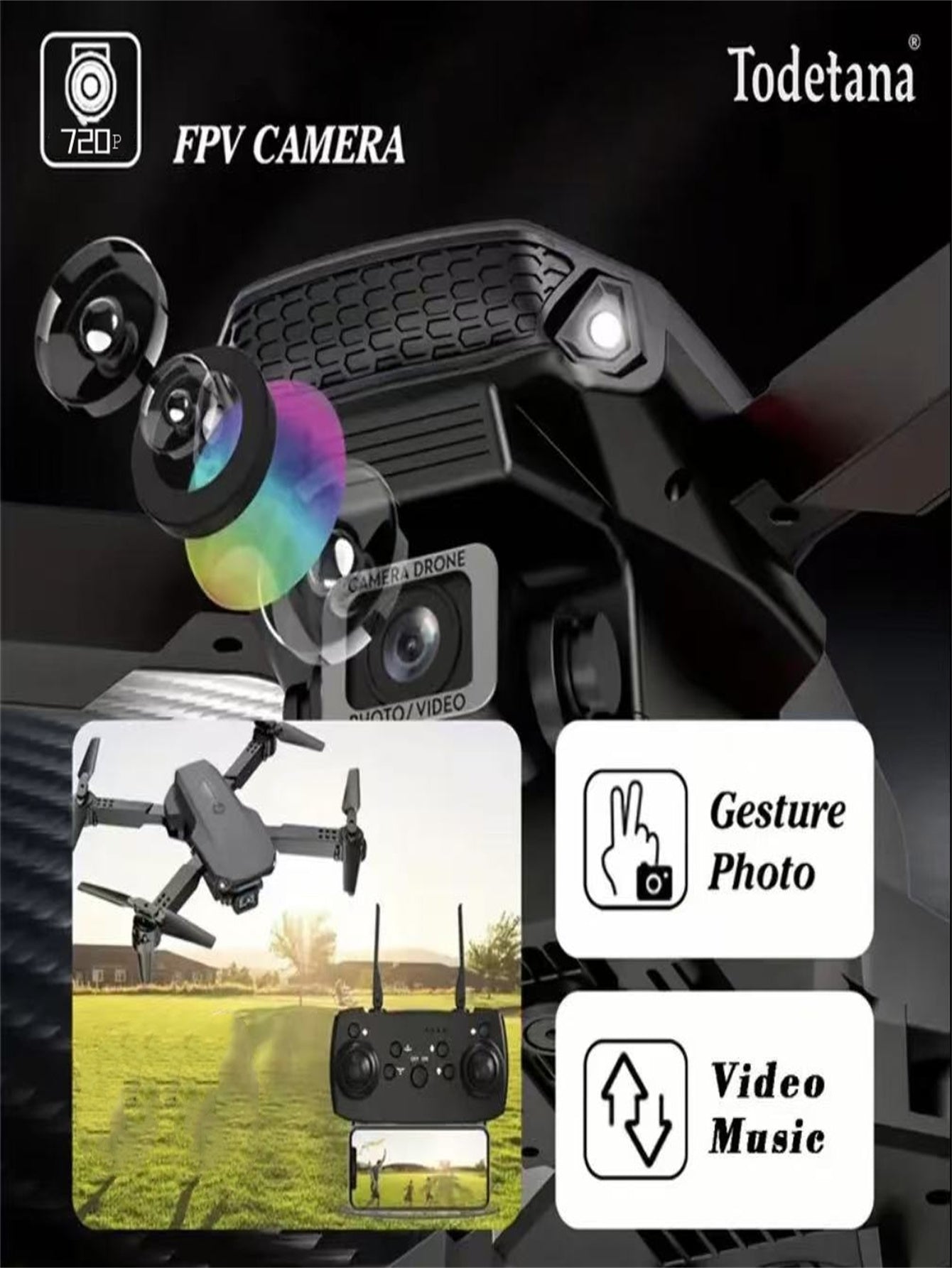 E88 Foldable Smart Camera Drone – Single Camera with Real-Time Transmission & One-Click Takeoff/Landing