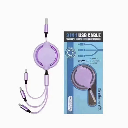 Three-in-one Mobile Phone Data Cable, Free Switching Of Interfaces, Multi-device Charging Is Super Convenient.