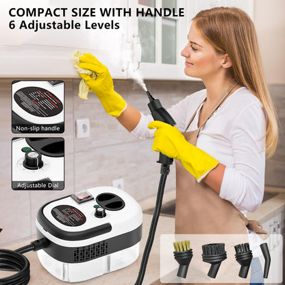 2500W Handheld Steam Cleaner with 1.2L Tank – High-Pressure Portable Steamer for Home, Kitchen, Car, Bathroom, Furniture & Grout (7 Attachments Included)