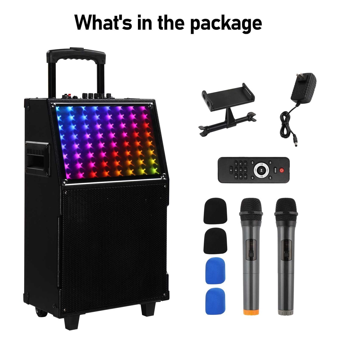 12" 60W LED Spectrum Light Rod Speaker – Bluetooth with Remote Control