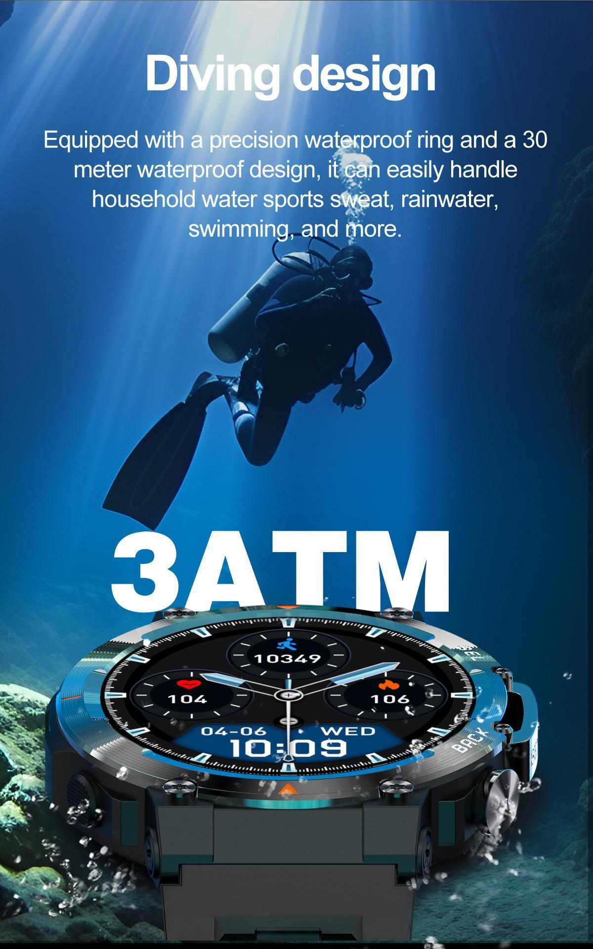 Senbono 2024 MAX18 Men's Arma Oled 1.43-inch HD Large Screen Smart Watch With Gesture Control, AI Voice And Call Function