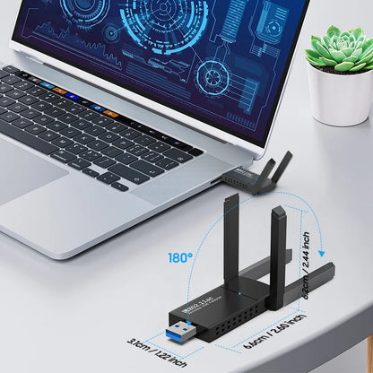 USB 3.0, WiFi Adapter, 1300Mbps, Dual Band, 5GHz, Long Range.