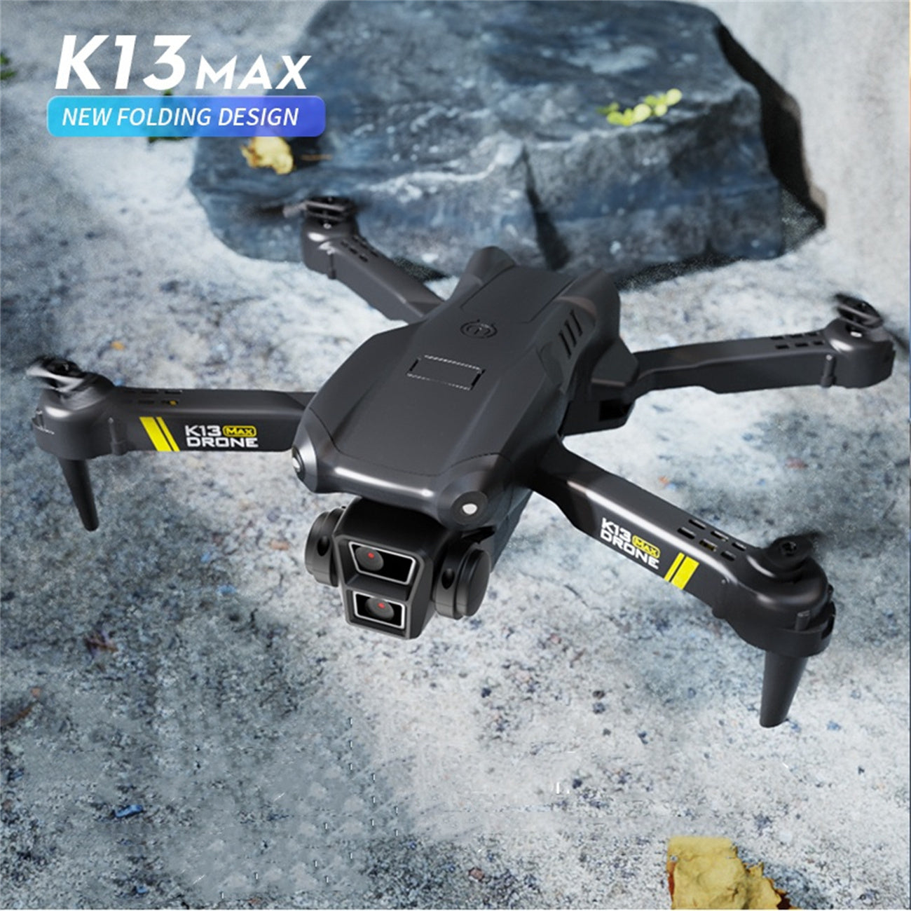 K13 Foldable Smart Camera Drone with 2 Batteries – Real-Time Transmission & One-Click Takeoff/Landing