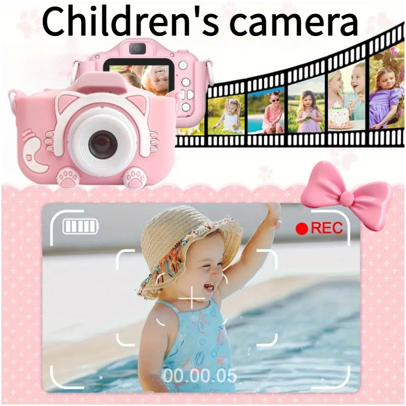 Pink Cat Kids Camera | Photo & Video | 8 Selfie Filters | 400mAh Battery – Perfect Birthday & Outdoor Gift