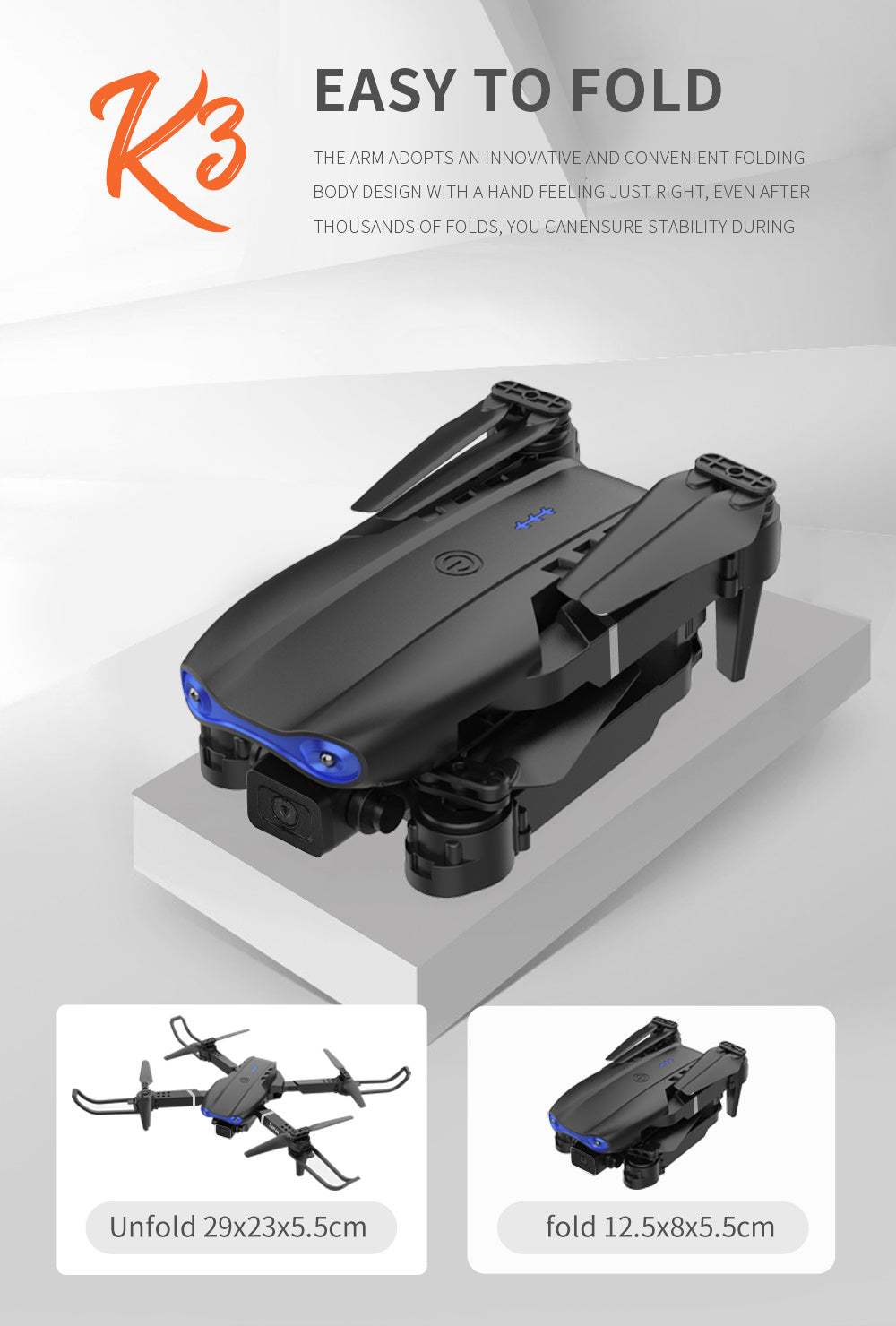 E99 Foldable Smart Camera Drone – Real-Time Transmission, One-Click Takeoff/Landing