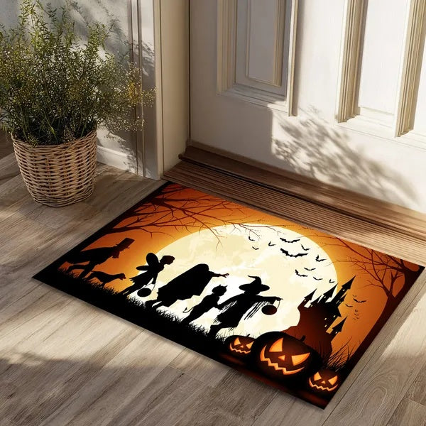 Halloween Pumpkin Ghost Home Decor Doormat, Suitable For Entrance, Bedroom, Living Room, Bathroom, Kitchen, Absorbent And Non-Slip Rug