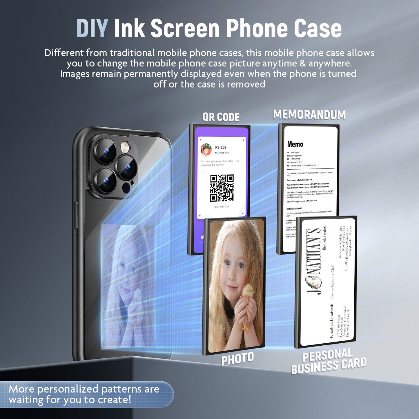 iPhone 15 Pro/Pro Max NFC Ink Screen Flip Case – Smart Creative DIY Custom All-Inclusive Cover