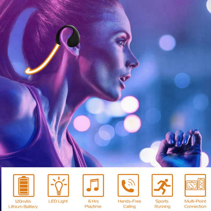 1Pc Wireless Sports Headsets Wireless V4.1 Neckband Earphones HD Stereo Sweat-proof Headphones Earbuds With  LED Light Mic 8Hrs Work Running