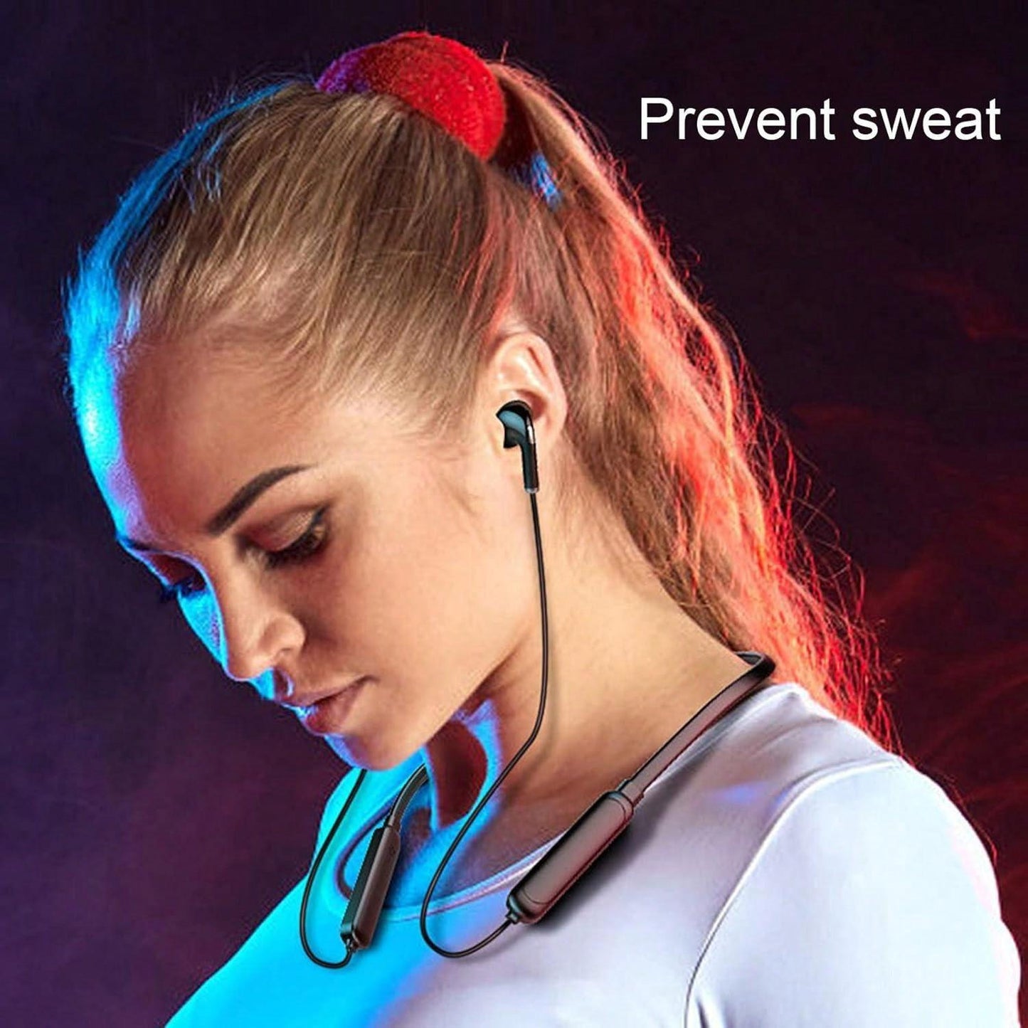 Black Neck Hanging Wireless Sports Earbuds Stereo Bass Outdoor Sports Fitness Running Exercise Headphones