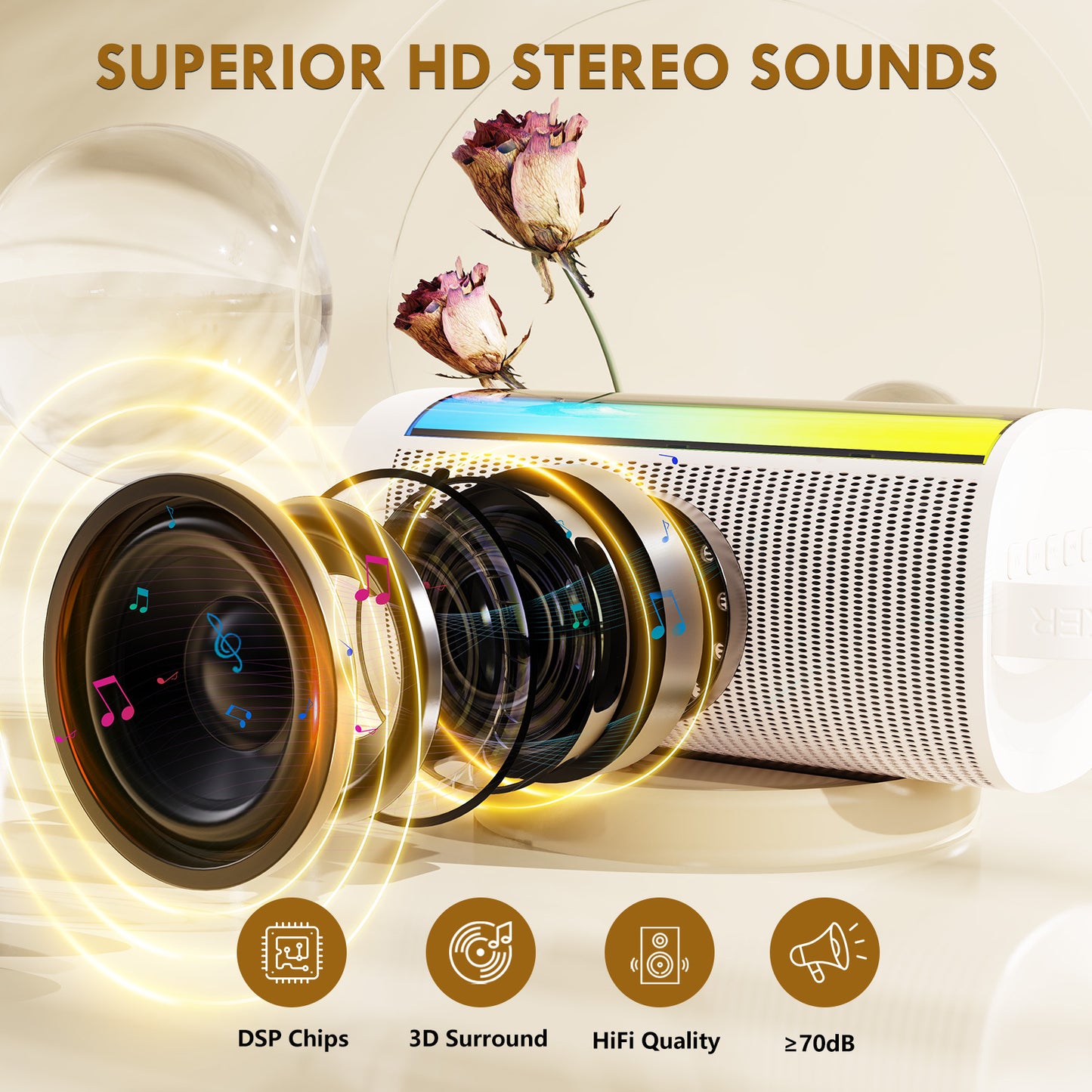 JYX D31-T Karaoke Machine – Portable Bluetooth Speaker with 2 Wireless Microphones for Adults & Kids