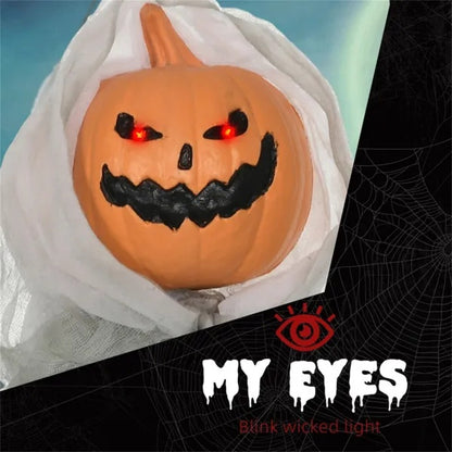 3.9ft Sound-Activated Pumpkin Ghost with Red LED Eyes – Spooky Halloween Decoration with Howling Sounds