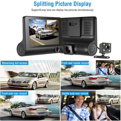 1296P, Car DVR, Dash Camera, 3-Lens, Driving Recorder.