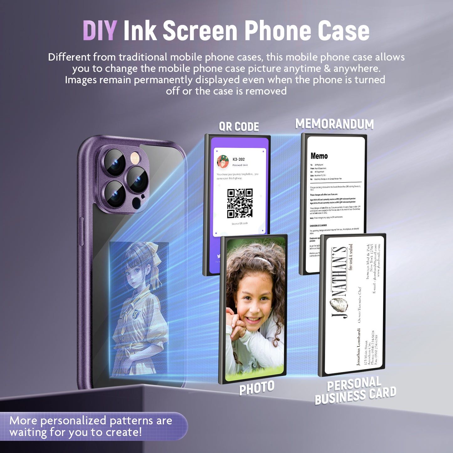 iPhone 15 Pro/Pro Max NFC Ink Screen Flip Case – Smart Creative DIY Custom All-Inclusive Cover
