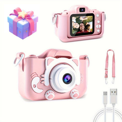 Pink Cat Kids Camera | Photo & Video | 8 Selfie Filters | 400mAh Battery – Perfect Birthday & Outdoor Gift