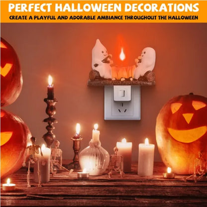 2-Pack Ghostly Bonfire Flame Lights – Halloween Flashing Night Lights for Indoor Decoration