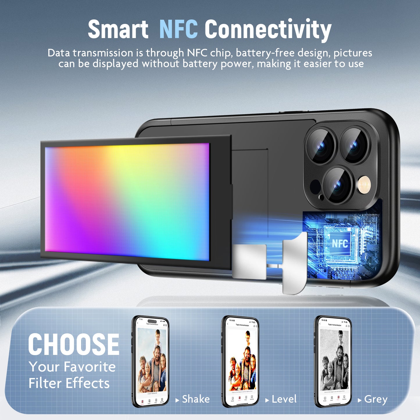 iPhone 15 Pro/Pro Max NFC Ink Screen Flip Case – Smart Creative DIY Custom All-Inclusive Cover